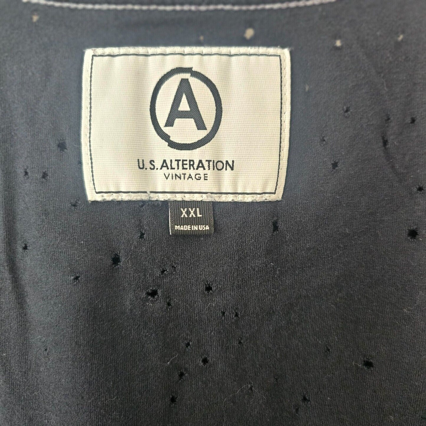 U.S. Alteration Vintage Black Distressed Short Sleeve Round Neck T-shirt XXL