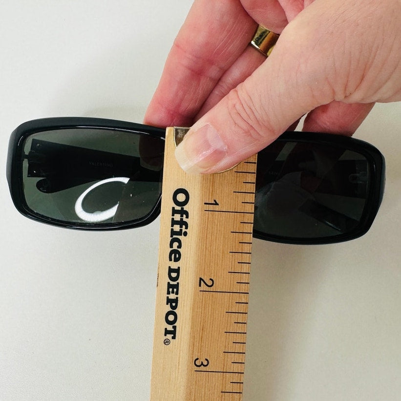 Valentino Black Sunglasses with Silver & Blue Bead Embellishment