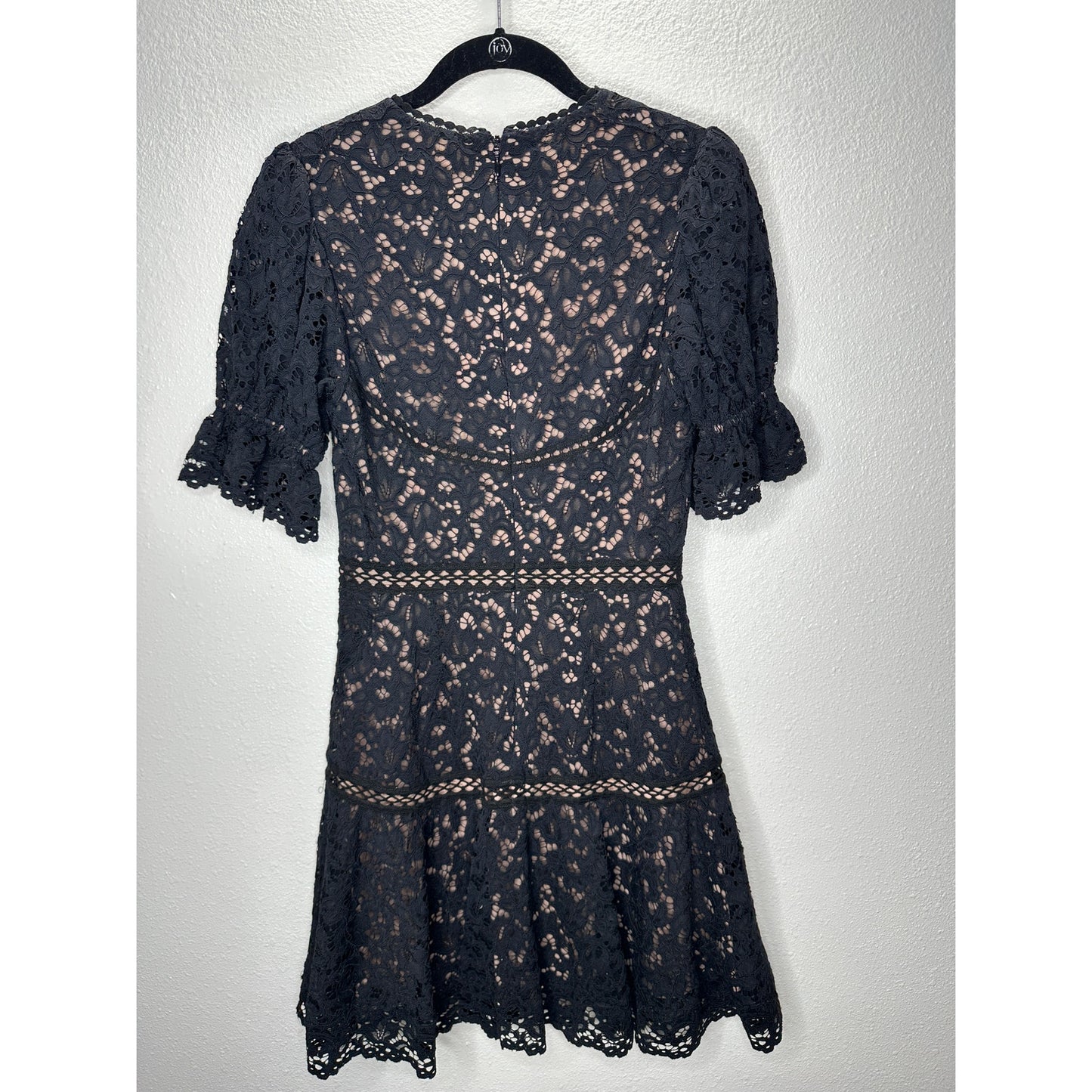 Jonathan Simkhai Black Eyelet Nude Lining Puff Short Sleeve Mini Dress 4