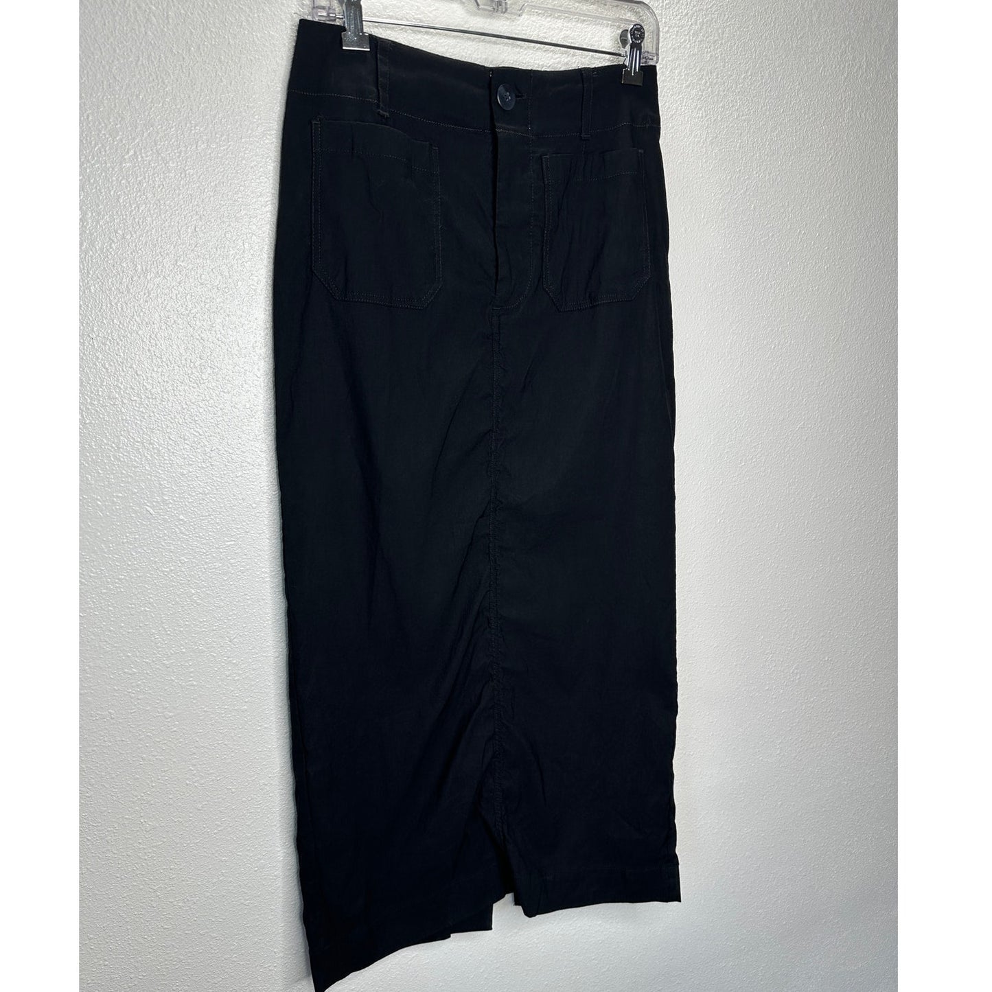 Maeve Black Colette Form Fitting High Rise Front Zip Maxi Skirt S