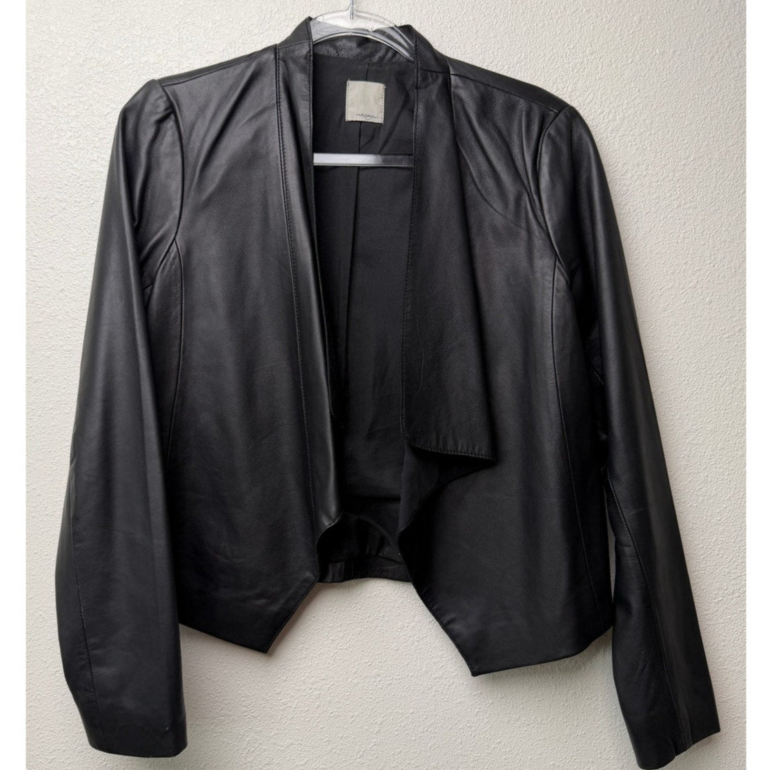 Halogen Black Leather Open Front Jacket Women's M