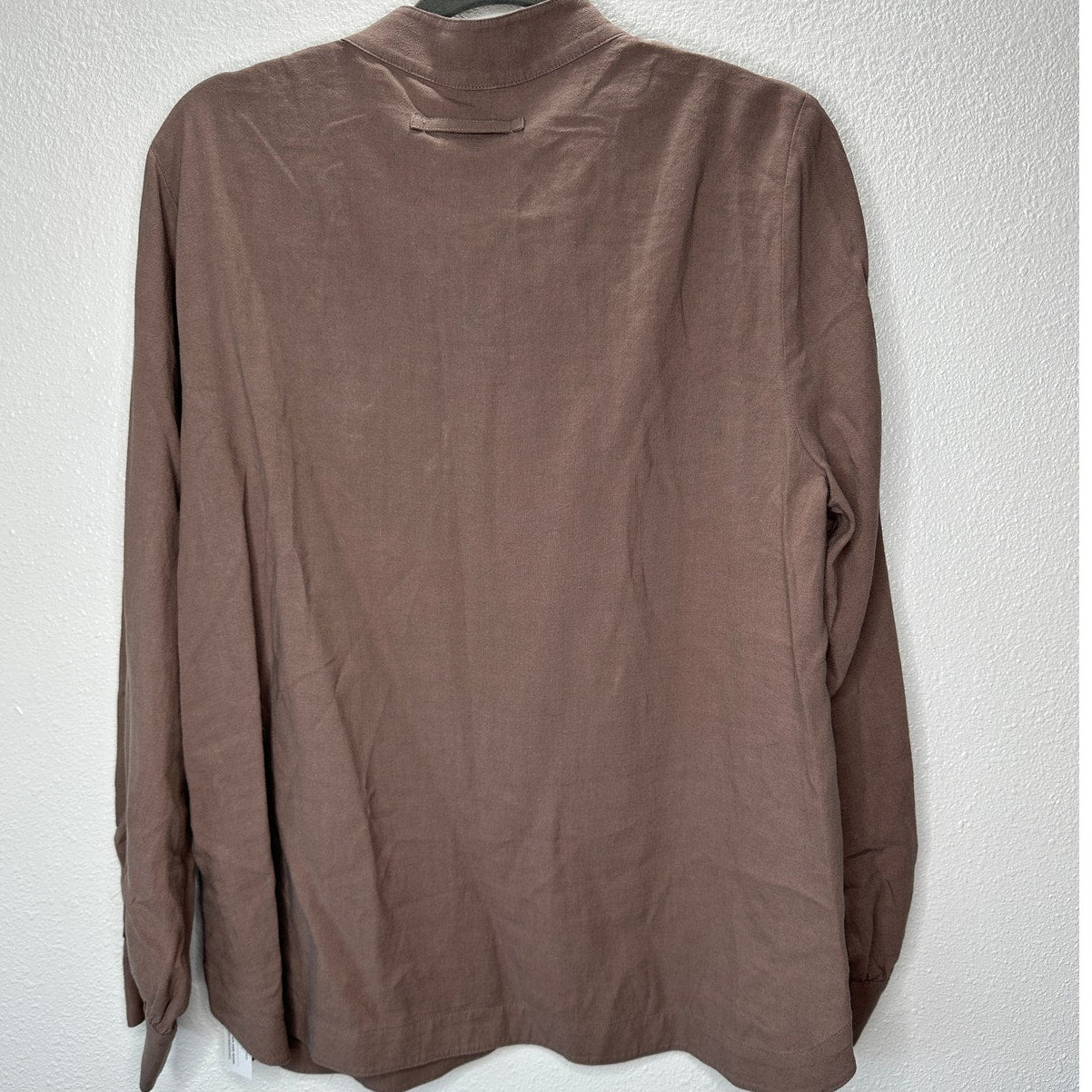 NWT Poetry Nut Brown Funnel Neck Double Button Front Long Sleeve Blouse 12