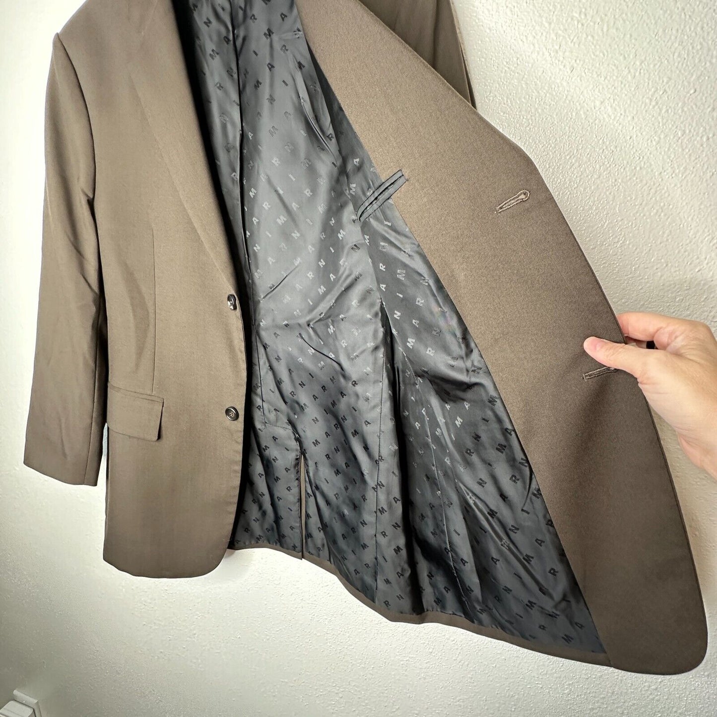 Marni Rich Chocolate Brown Two Button Notched Collar Wool Blazer Jacket 44