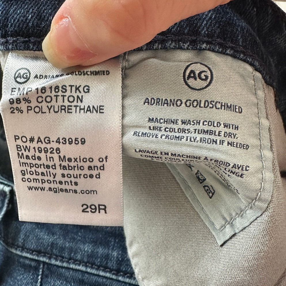 AG Dark Wash The Harper Essential Straight Raw Hem Jeans 29