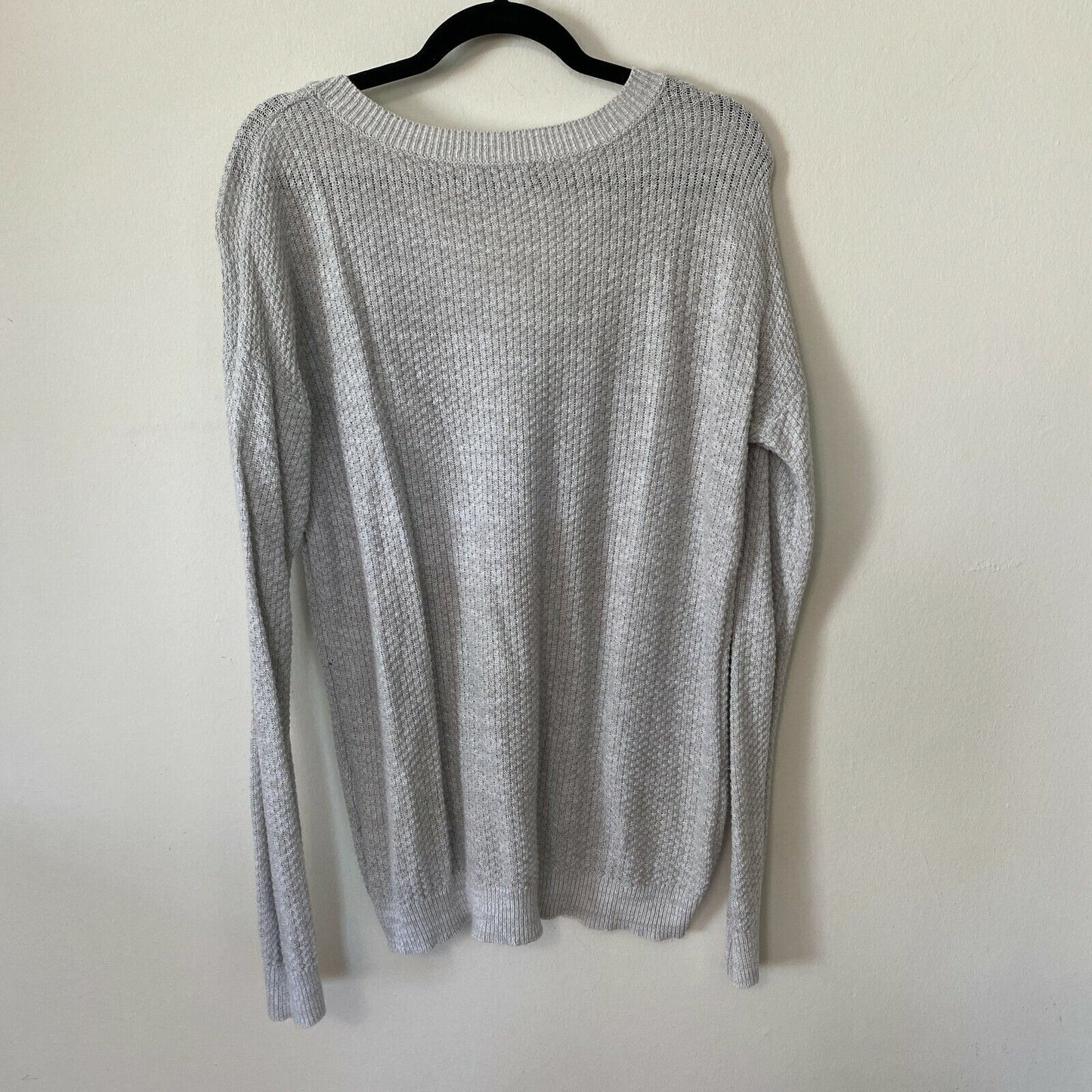 Cotton On Gray V-Neck Light Weight Knit Long Line Banded Sweater Jumper Large