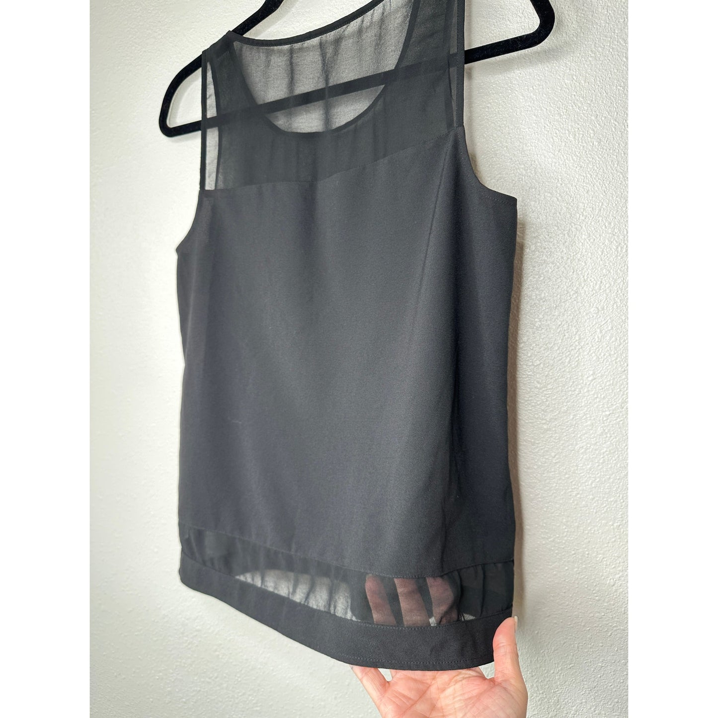 Jack Black Sheer Mixed Media Sleeveless Round Neck Tank Top S