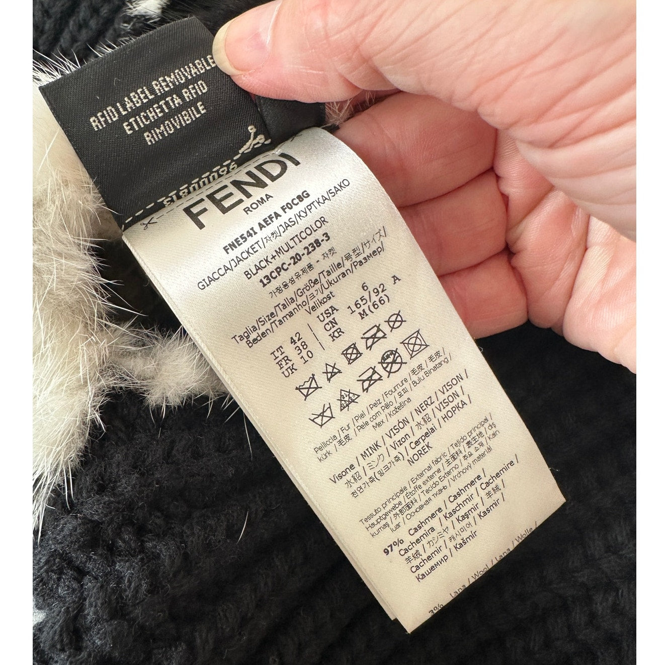 Fendi Black Chunky Balloon-Sleeve Cashmere and Mink Fur Animal Print Sweater 6