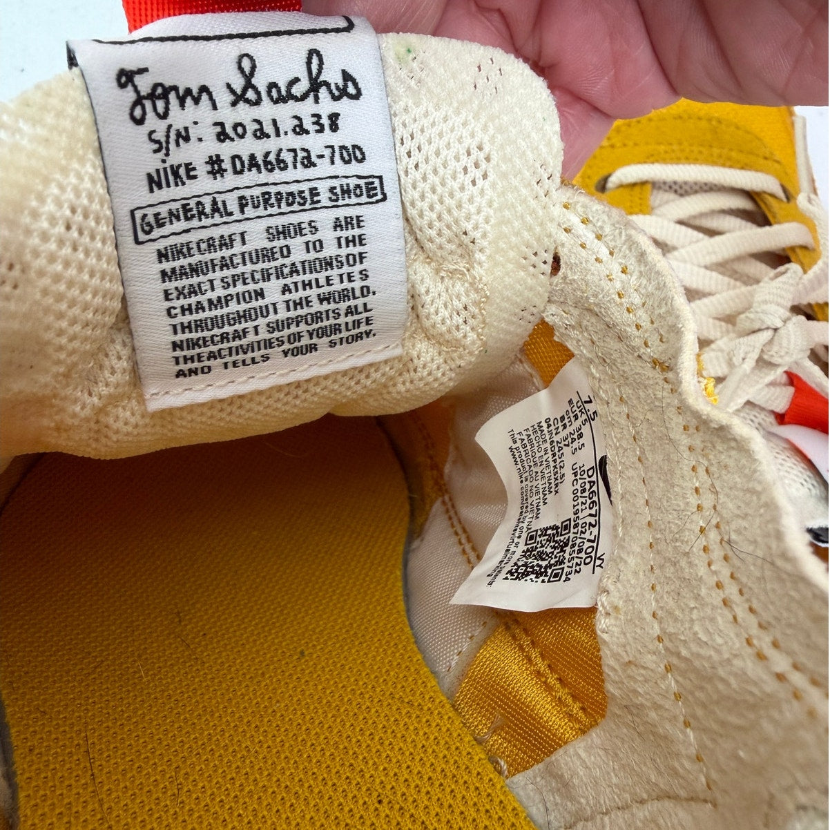 Tom Sachs x NikeCraft General Purpose Shoe Yellow Sneaker Women's 7.5