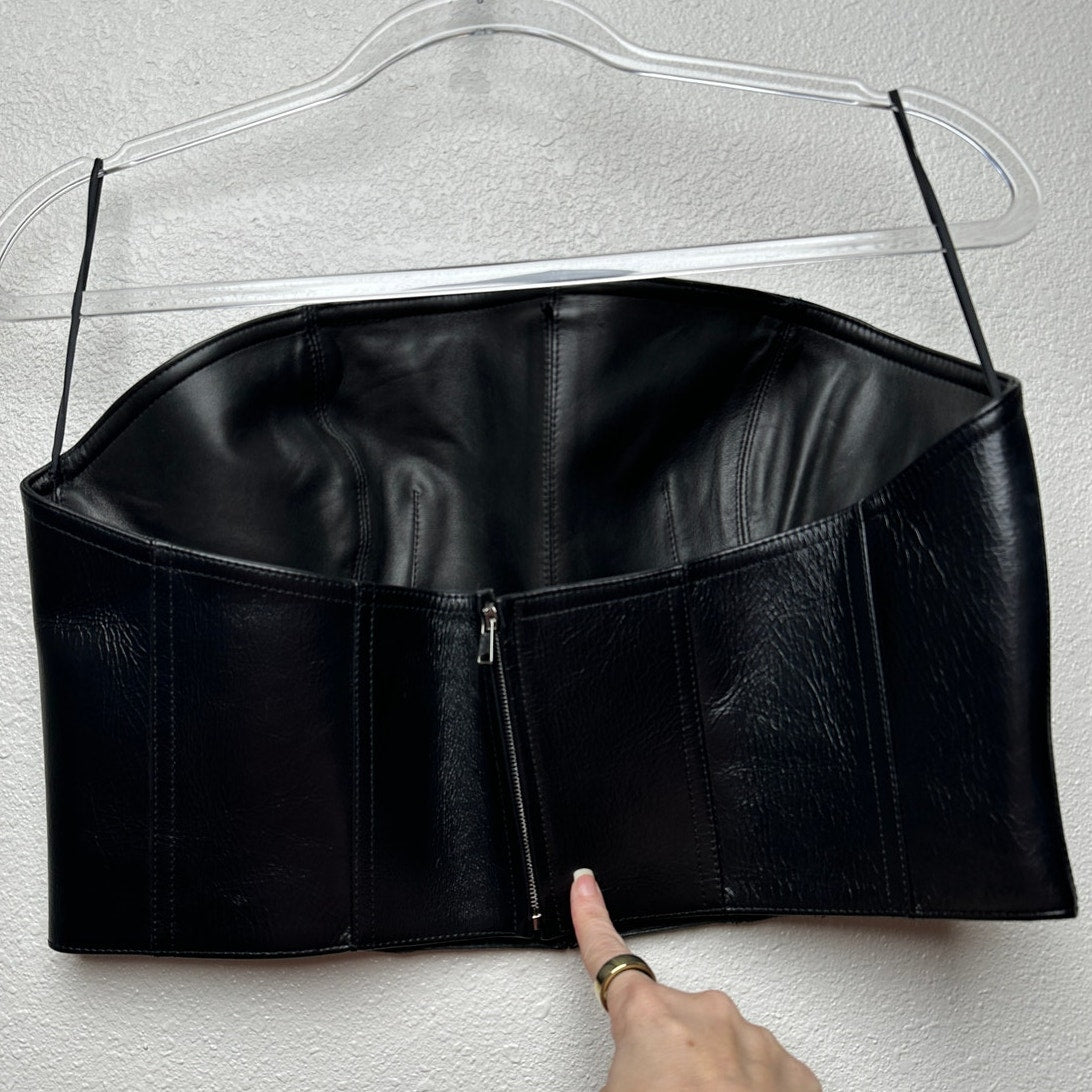 Alexander McQueen Corset Top Black Women's US 14 Leather