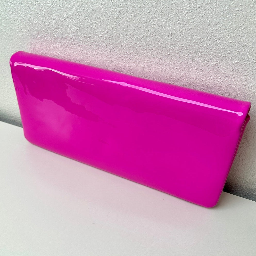 Valentino Hot Pink Patent Leather Large Envelope Clutch