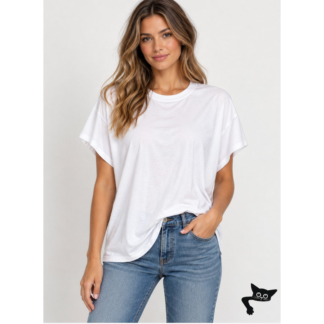 Vince White Linen Round Neck Cap Sleeve Side Slit Boxy Tee Top L