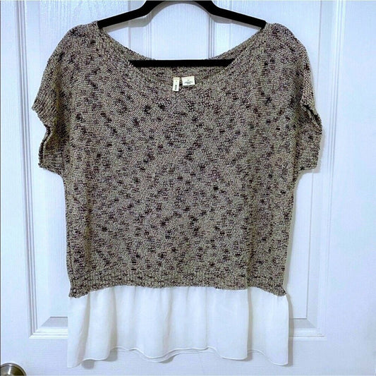 Anthropologie Moth Neutral Nudes Verona Ruffle Hem Pullover Blouse Sweater S