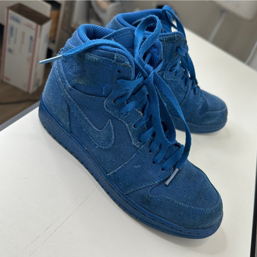 Nike Air Jordan 1 Retro High Top Blue Suede Sneaker 4 Youth