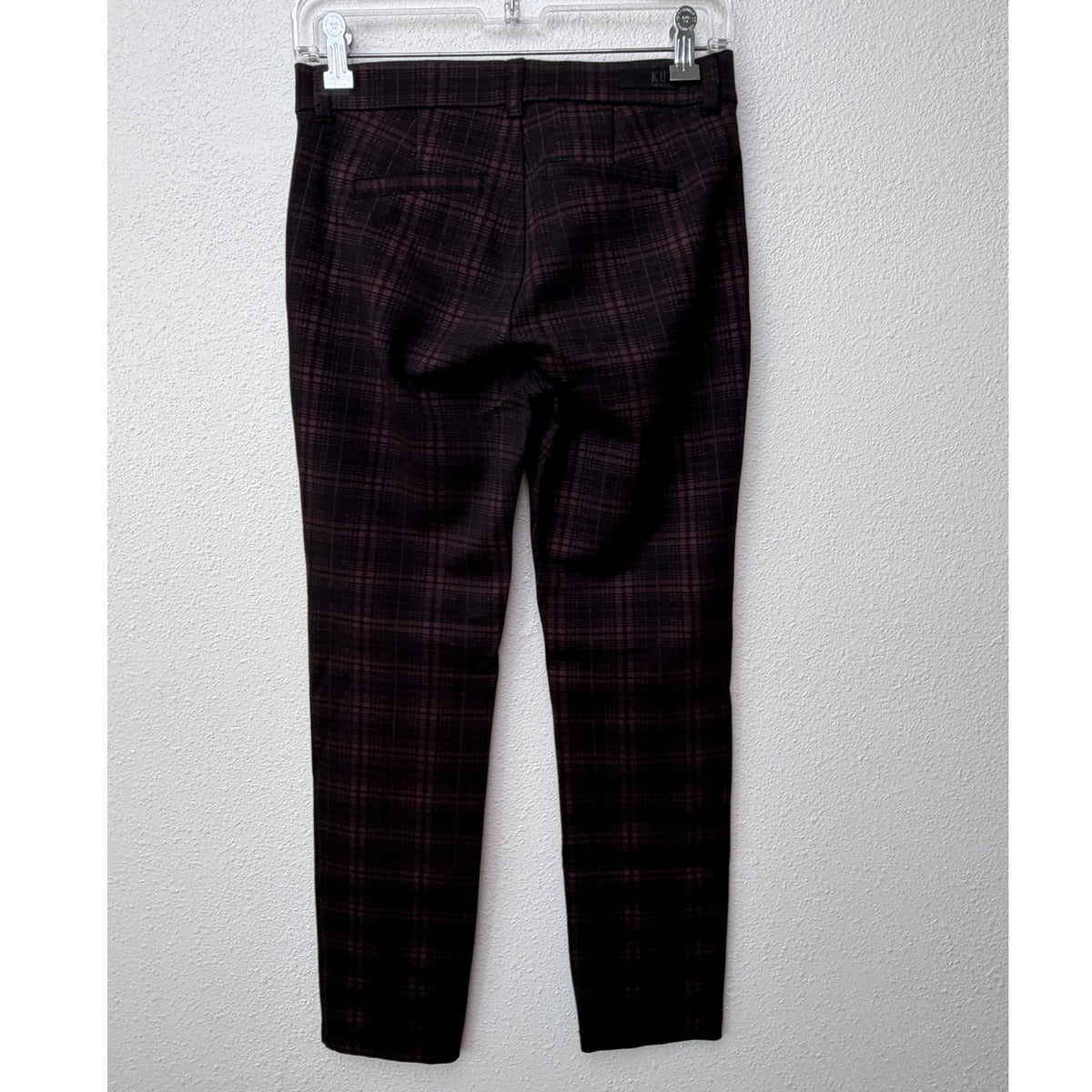 Kut From The Kloth Black Burgundy Plaid Skinny Ankle Pants Women's US 2