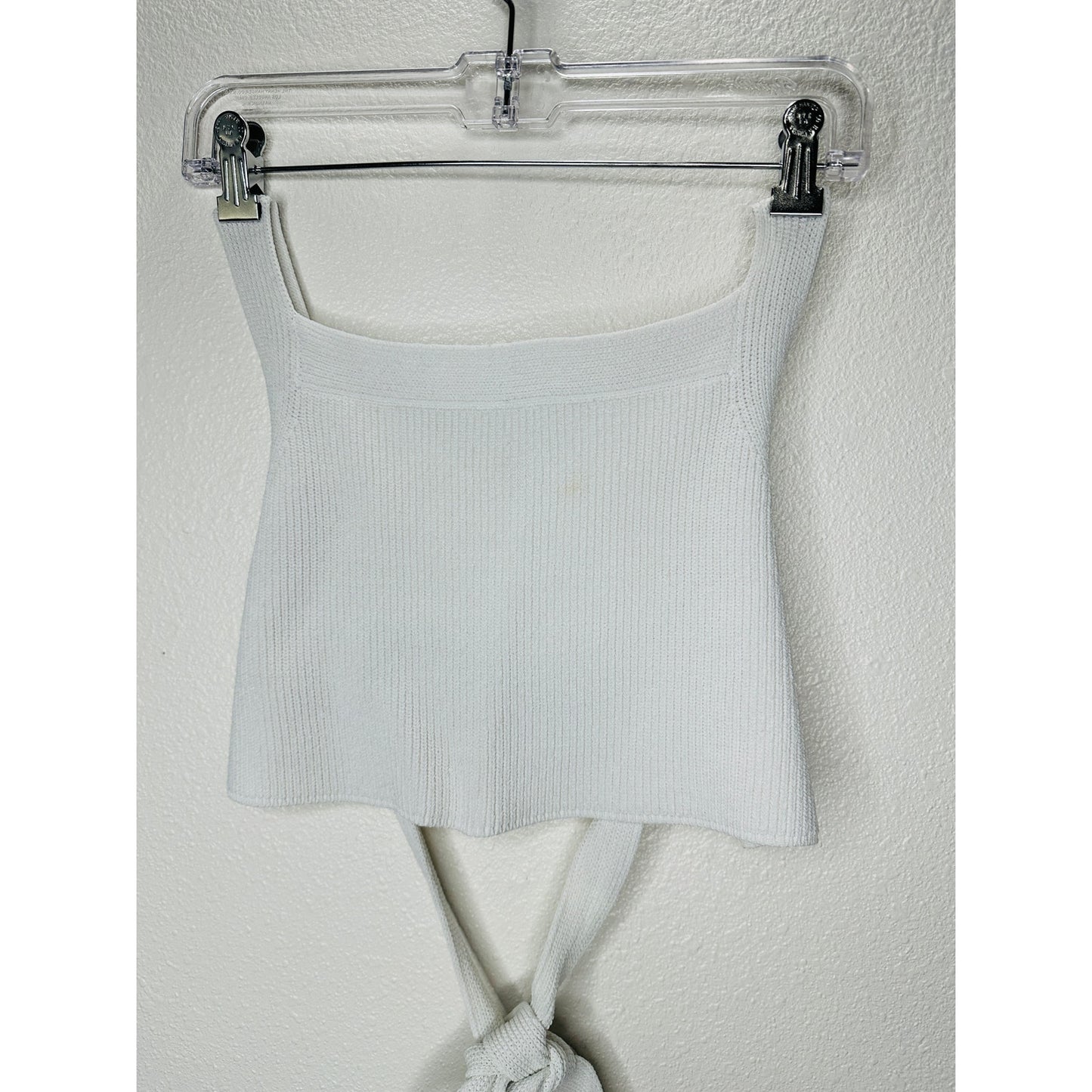 Wilfred Ivory White Knit Criss Cross Crop Sweater Top Large