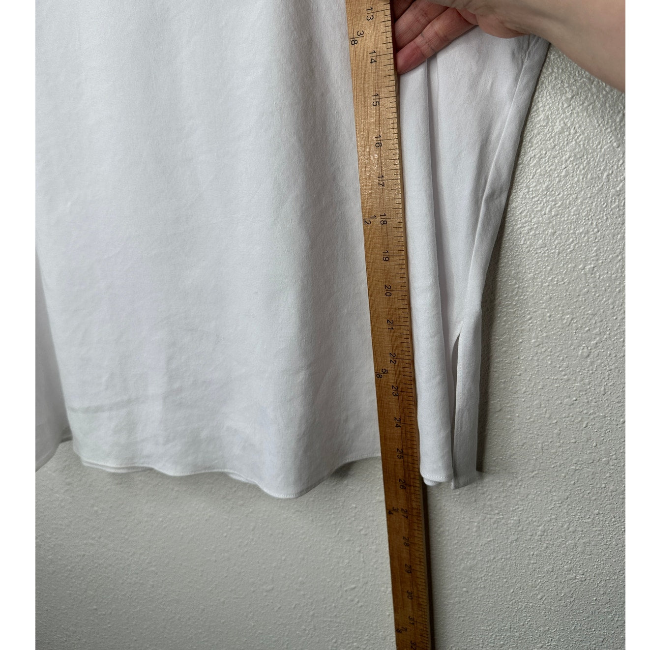 Vince White Linen Round Neck Cap Sleeve Side Slit Boxy Tee Top L