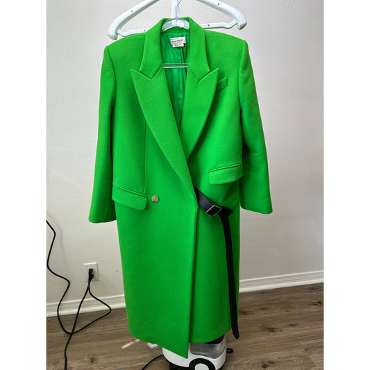Alexander McQueen Lime Green Fitted Wool Coat Made in Italy 8