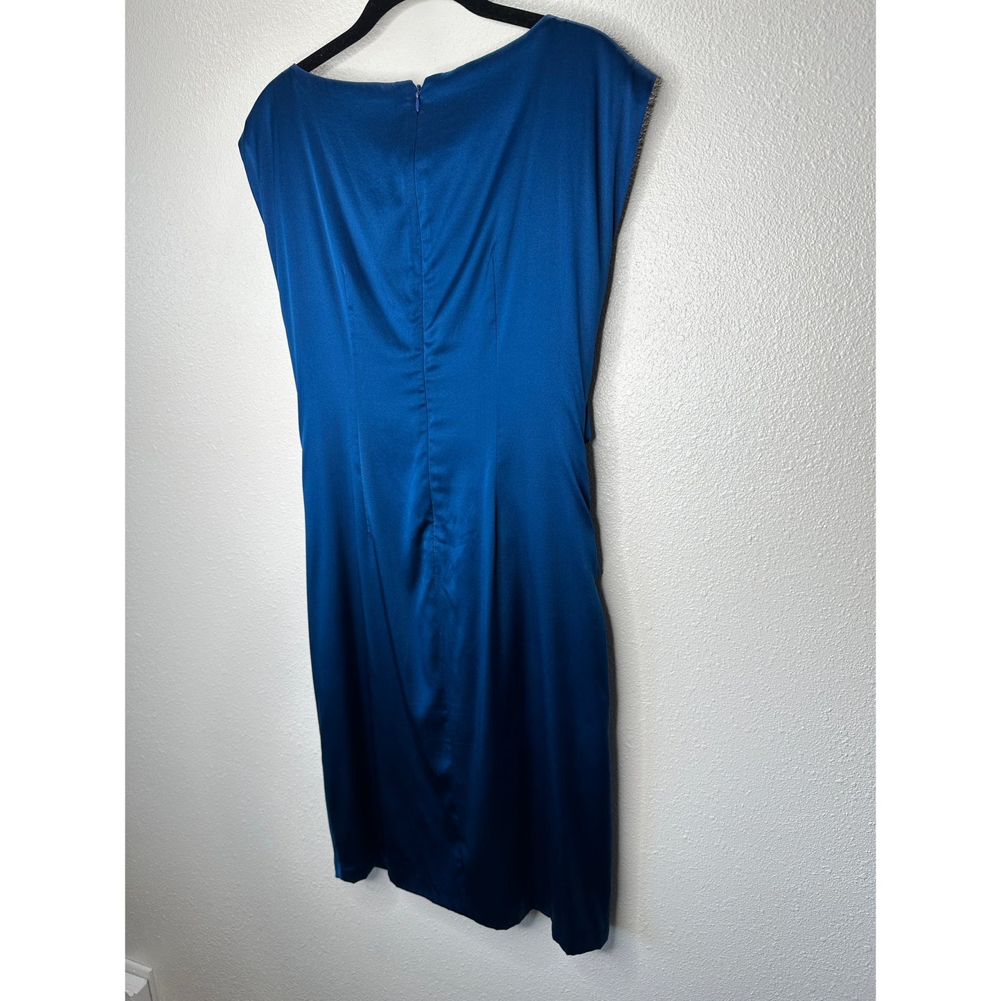 Suzi Chin Royal Blue Silk Lined Twist Front Sleeveless Mini Dress 4