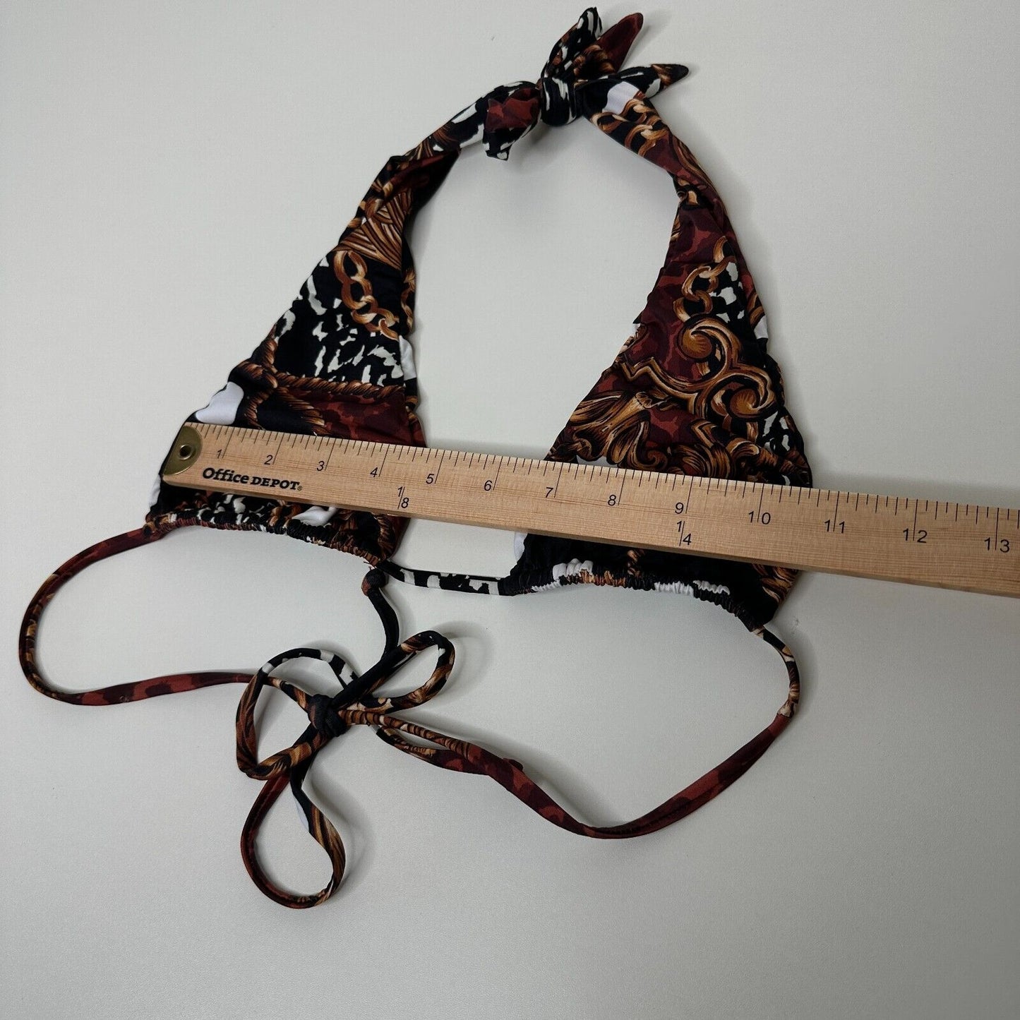 Inamorata Las Olas Burgundy Leopard Link Design Neptune Triangle Halter Top Med