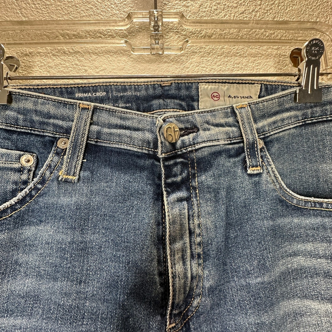 AG Muted Medium Wash Prima Crop Cigarette Leg Japanese Fabric Jeans 29