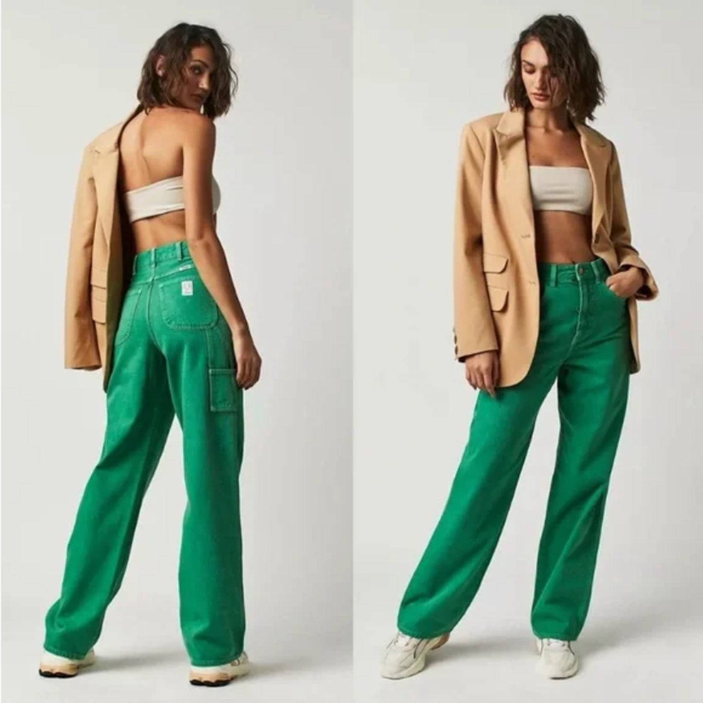Wranglers Green Relaxed Carpenter Mom Jean 5-Pocket High Waist Tapered Leg Pant