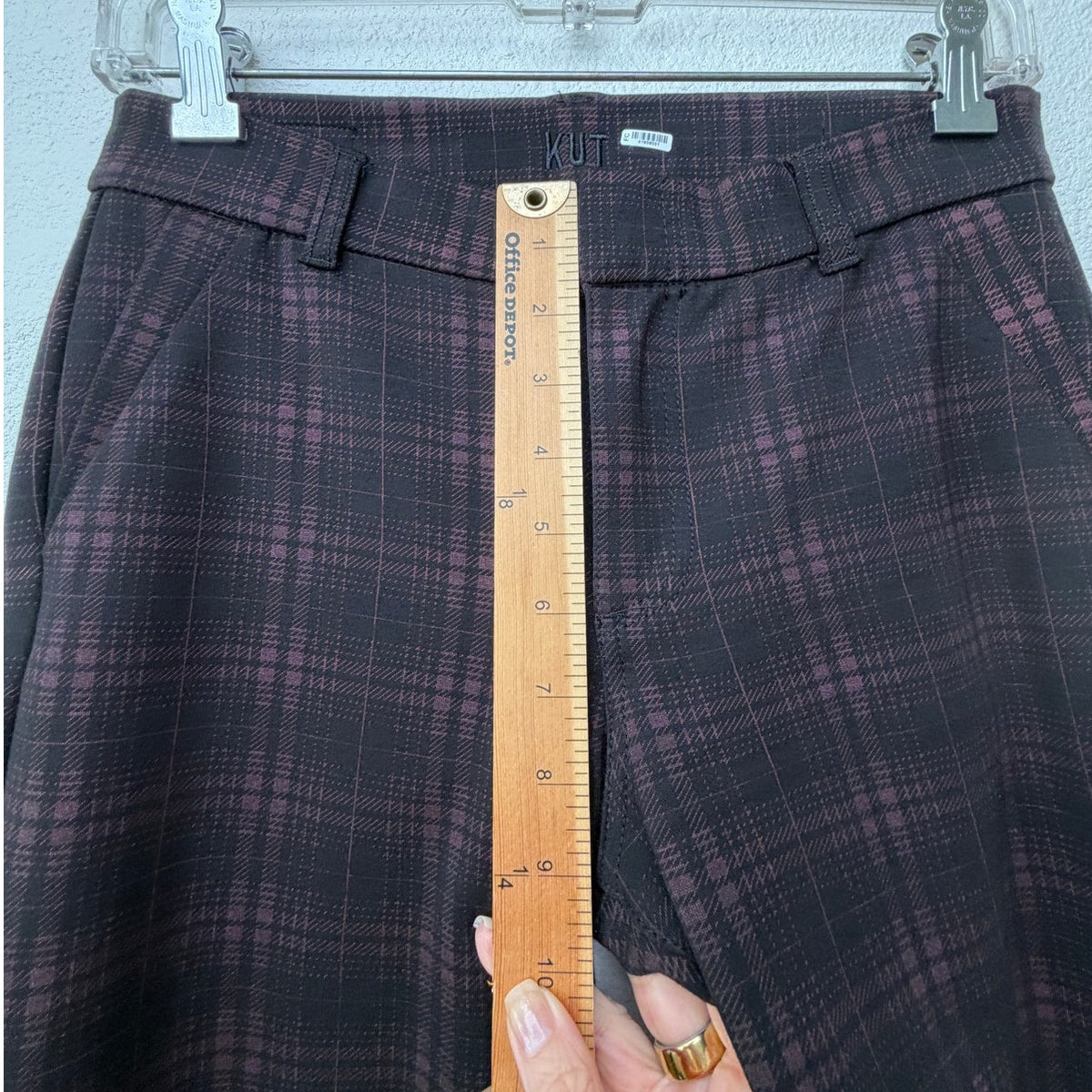 Kut From The Kloth Black Burgundy Plaid Skinny Ankle Pants Women's US 2