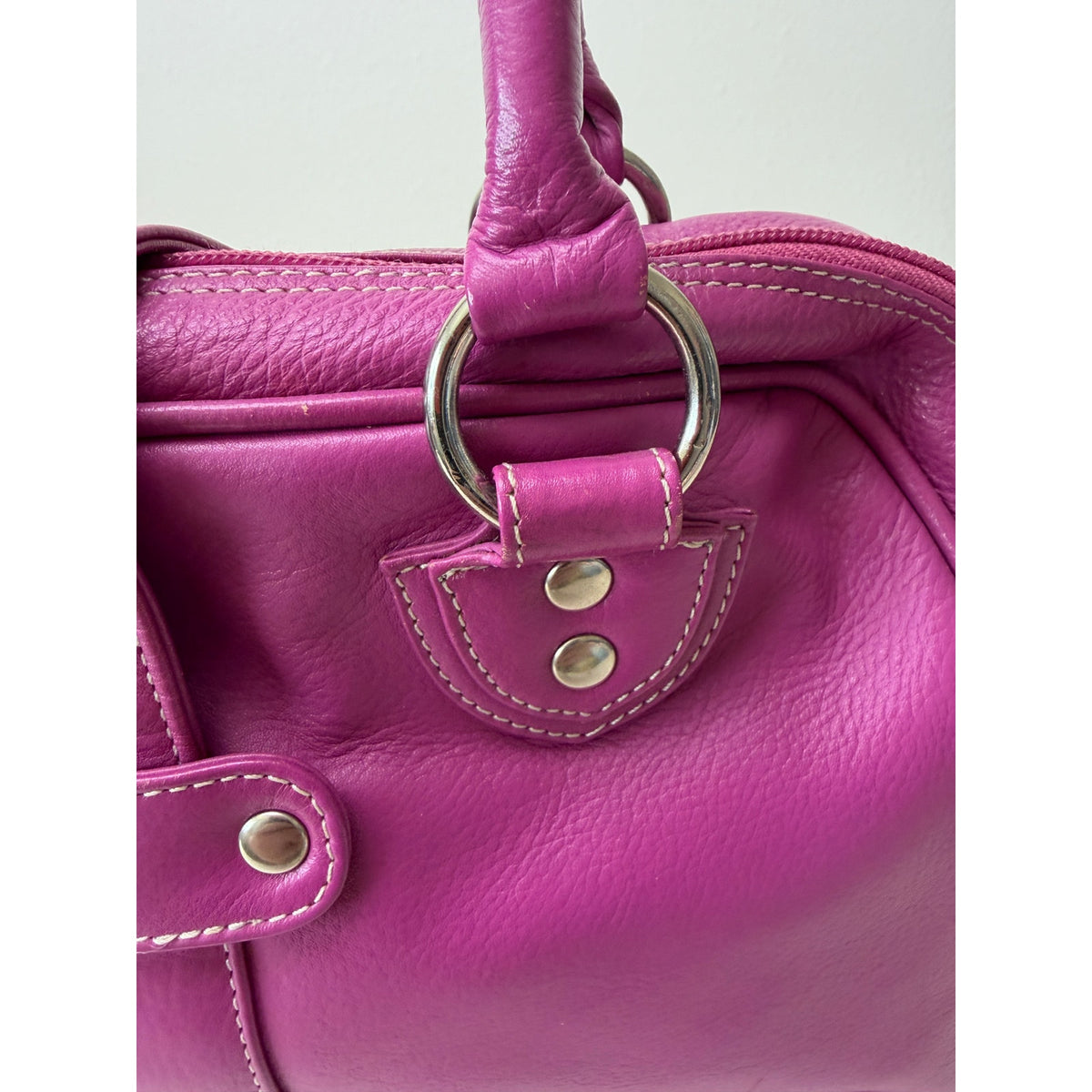 Barneys New York Magenta Buckle Satchel Bag Women's