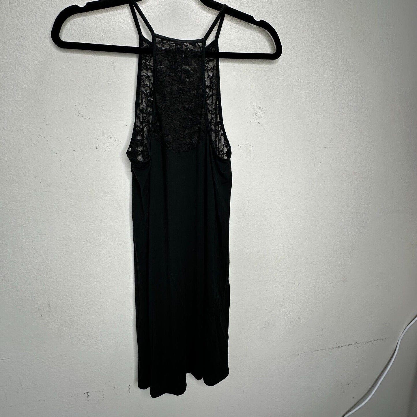 Victoria Secret Black High Neck Tank Spaghetti Strap Sleeveless Lace Nighty S
