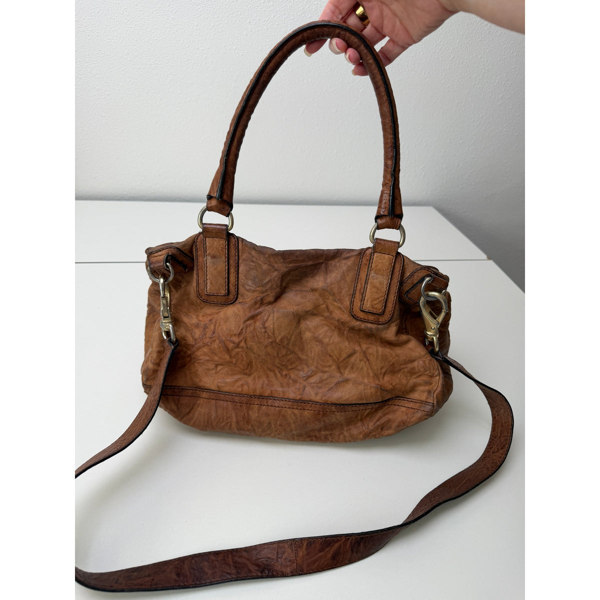 Givenchy Cognac Brown Zip Satchel Bag Women's