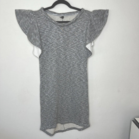 ASOS Y.A.S Cute Marled Gray Knit Ruffle Short Sleeve Round Neck Mini Dress 38