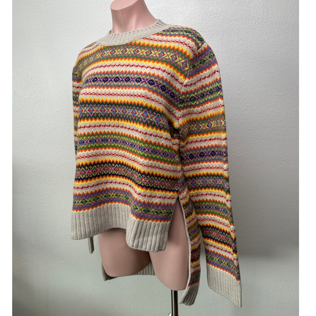 Stella McCartney Multicolor Zigzag Wool Women’s US 10 (EU 44) High Low Sweater