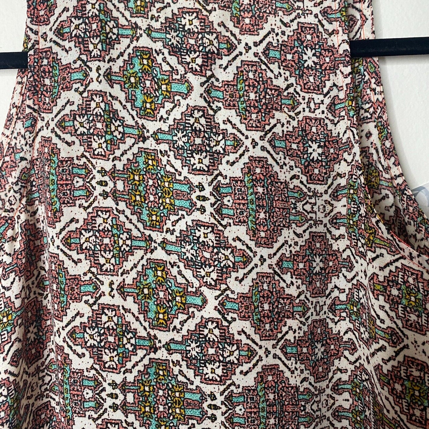 Braeve Brown Peach Teal and Cream Aztec Front Tie Sleeveless Tank Extra Small