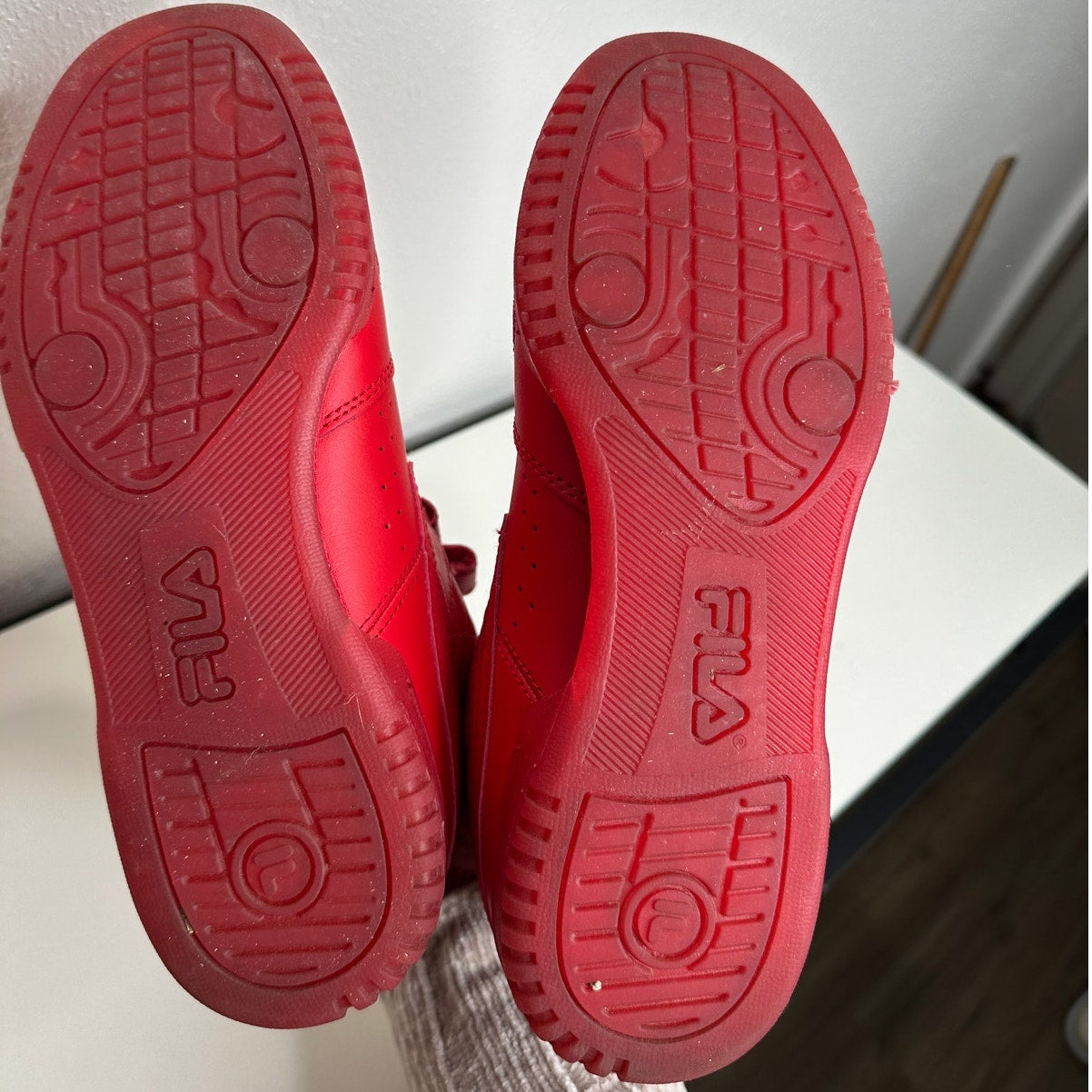 Fila Red Monochromatic F-14 High Top Casual Sneaker Shoe 8