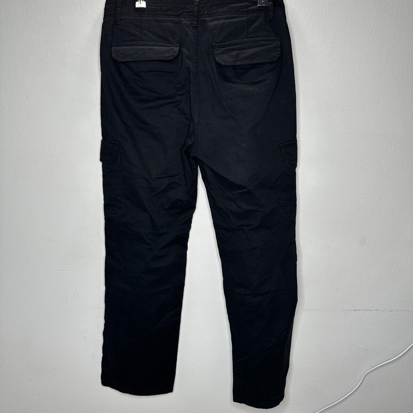 Zara Cute Black Wide Leg Pocketed Utility Cargo Khaki Trouser Pants 8