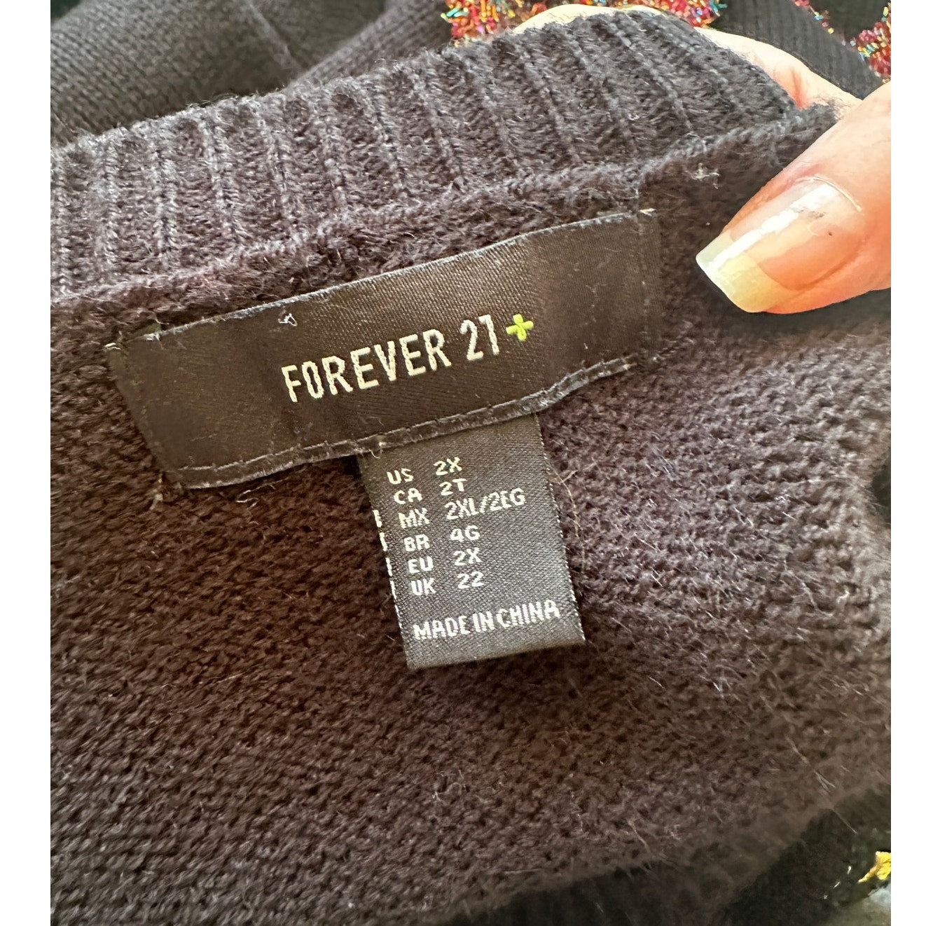 Forever 21 Plus 2X Black Sequin Ugly Christmas Sweater Dress