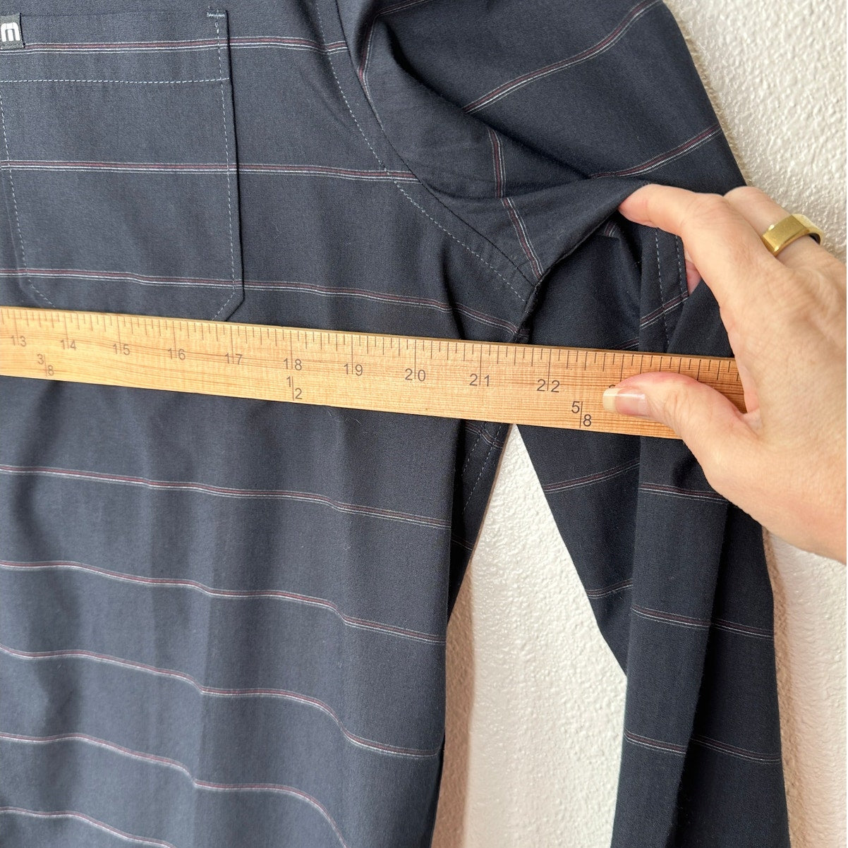 NWT Travis Matthew Black Striped The Crimp Long Sleeve Button Shirt L