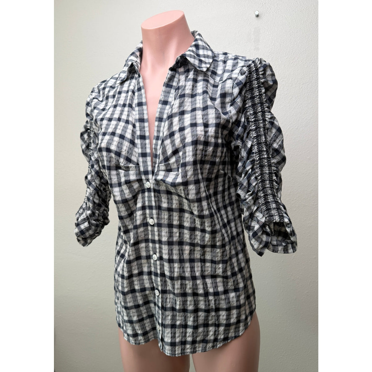 Veronica Beard Black White Ruched Shirt Women S