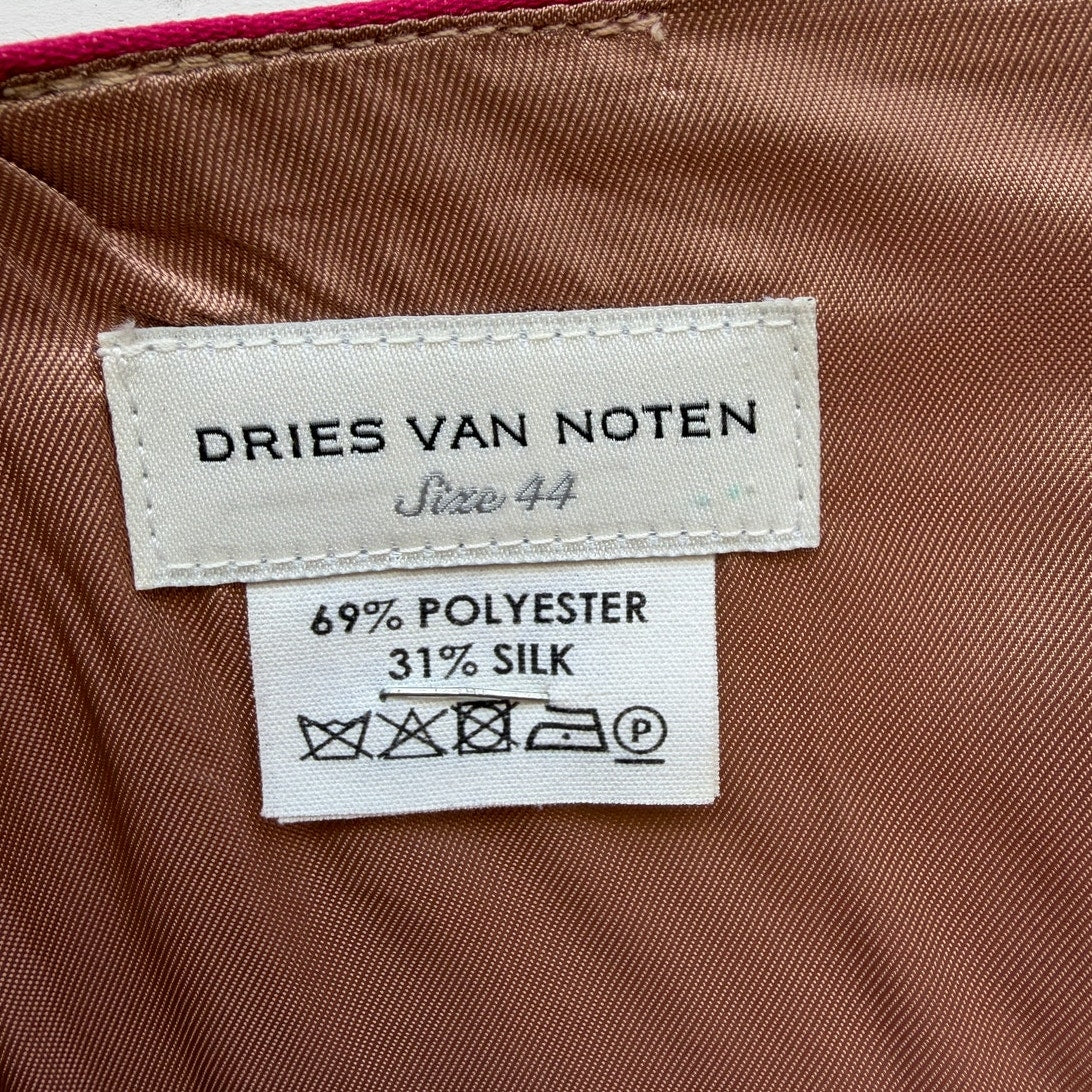 Dries Van Noten Fuchsia Peach Shell Silk Skirt US 12