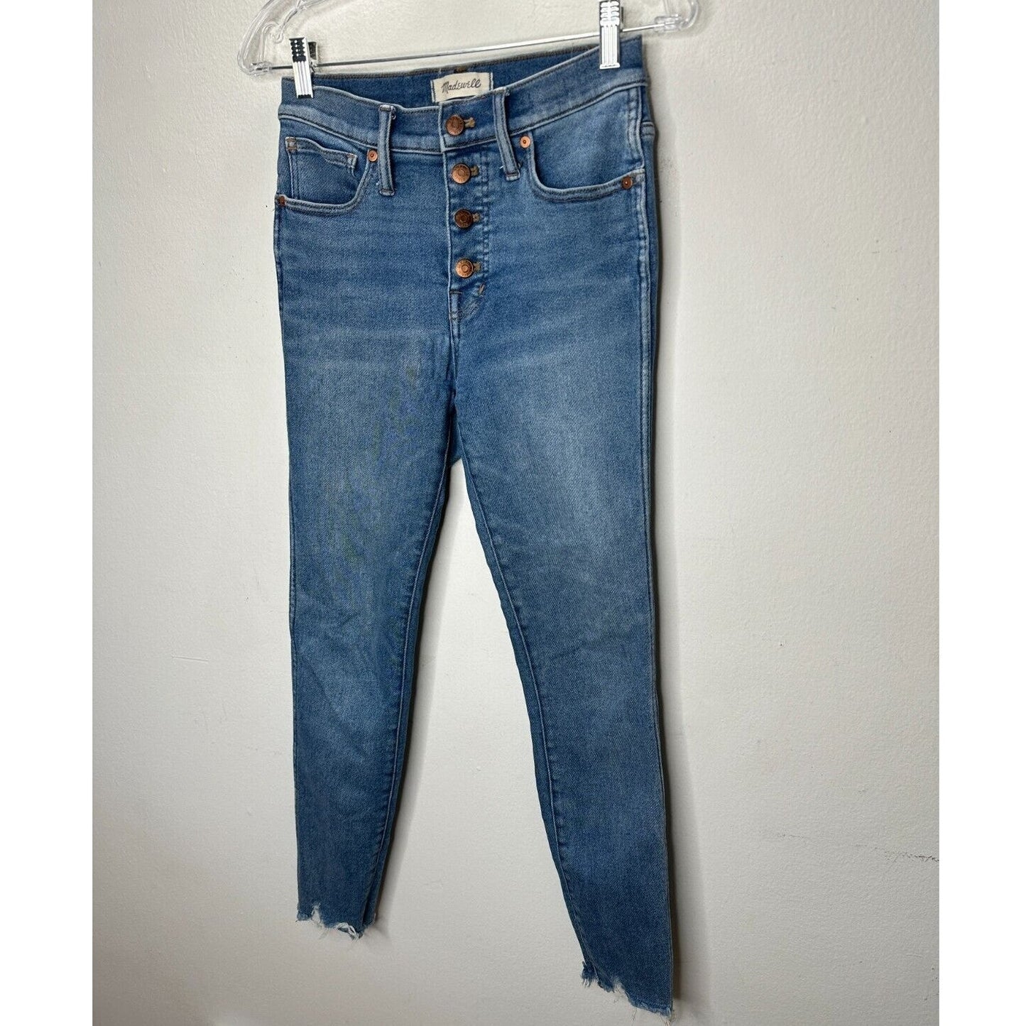 Madewell Medium wash 10" High Rise Skinny Button Fly Raw Hem Jeans 26
