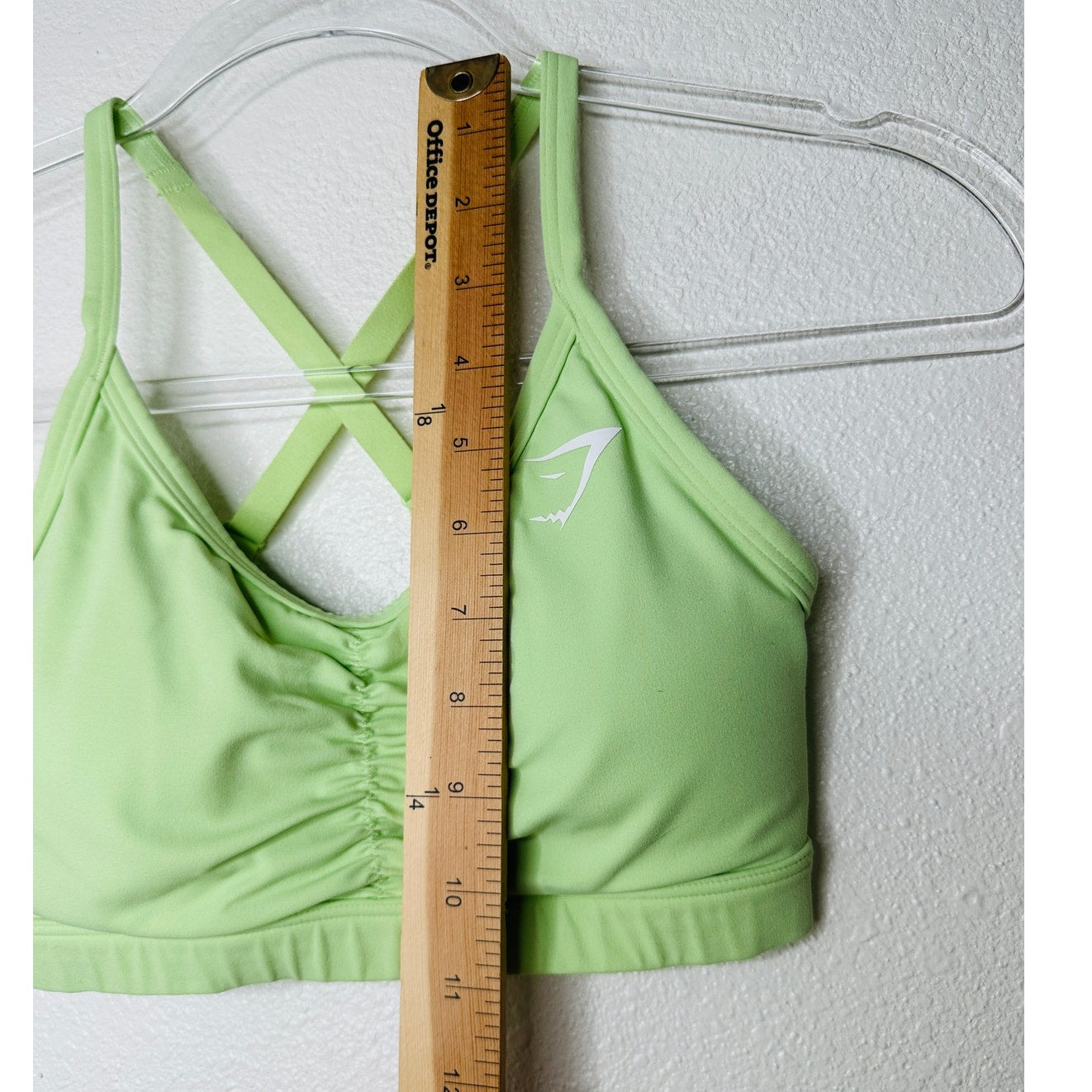 Gym Shark Yellow Green Ruched Racer Back Padded Sports Bra XS