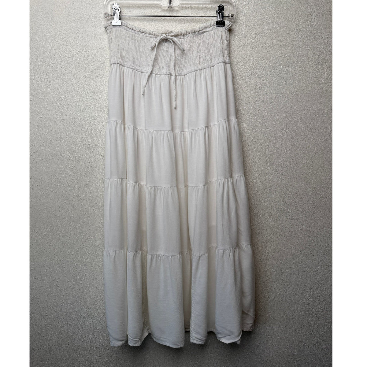 HAEOF White Smocked Convertible Midi Dress Maxi Skirt Women's US S