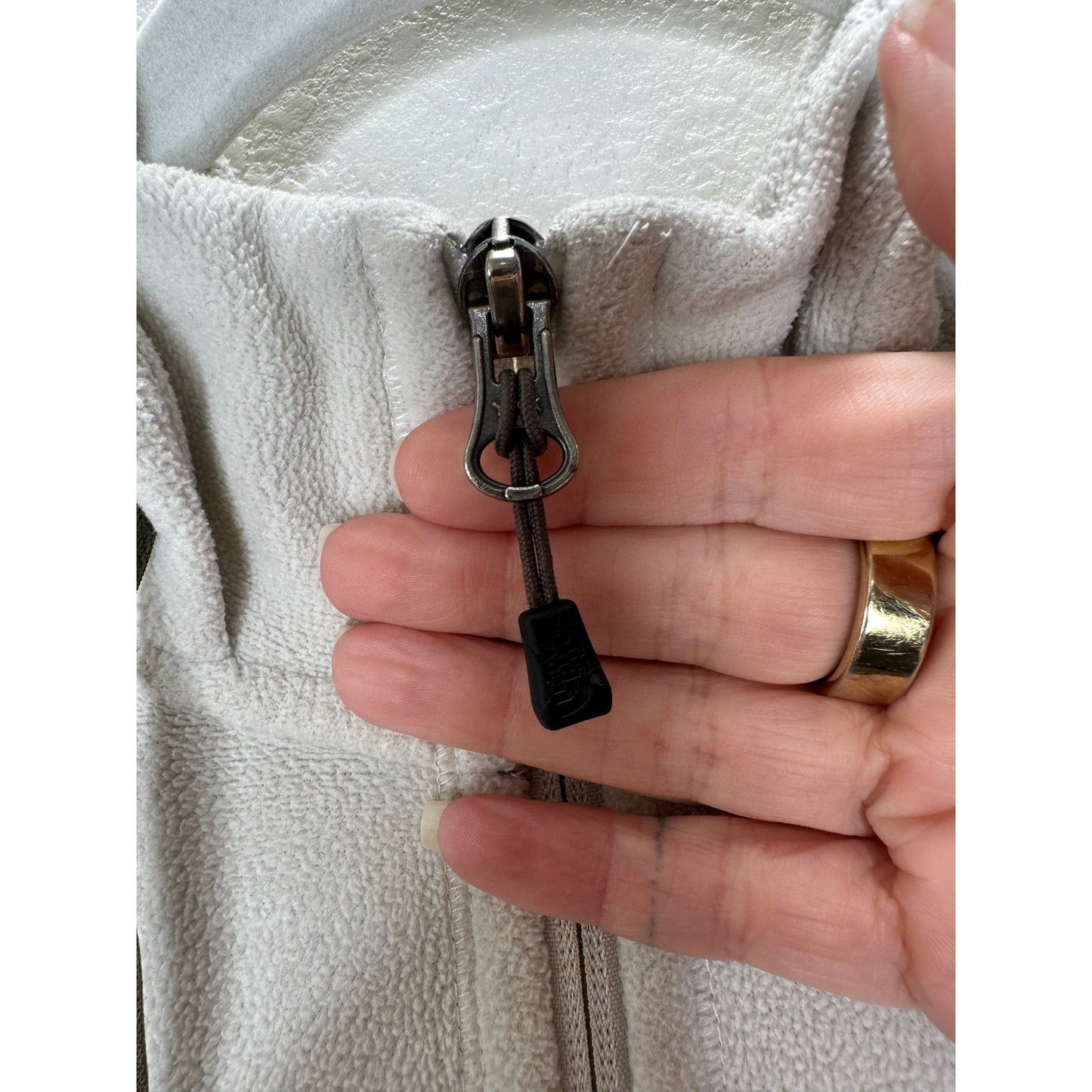 Northface Cream Polartec Fleece Pocketed Zip Hoodie Small