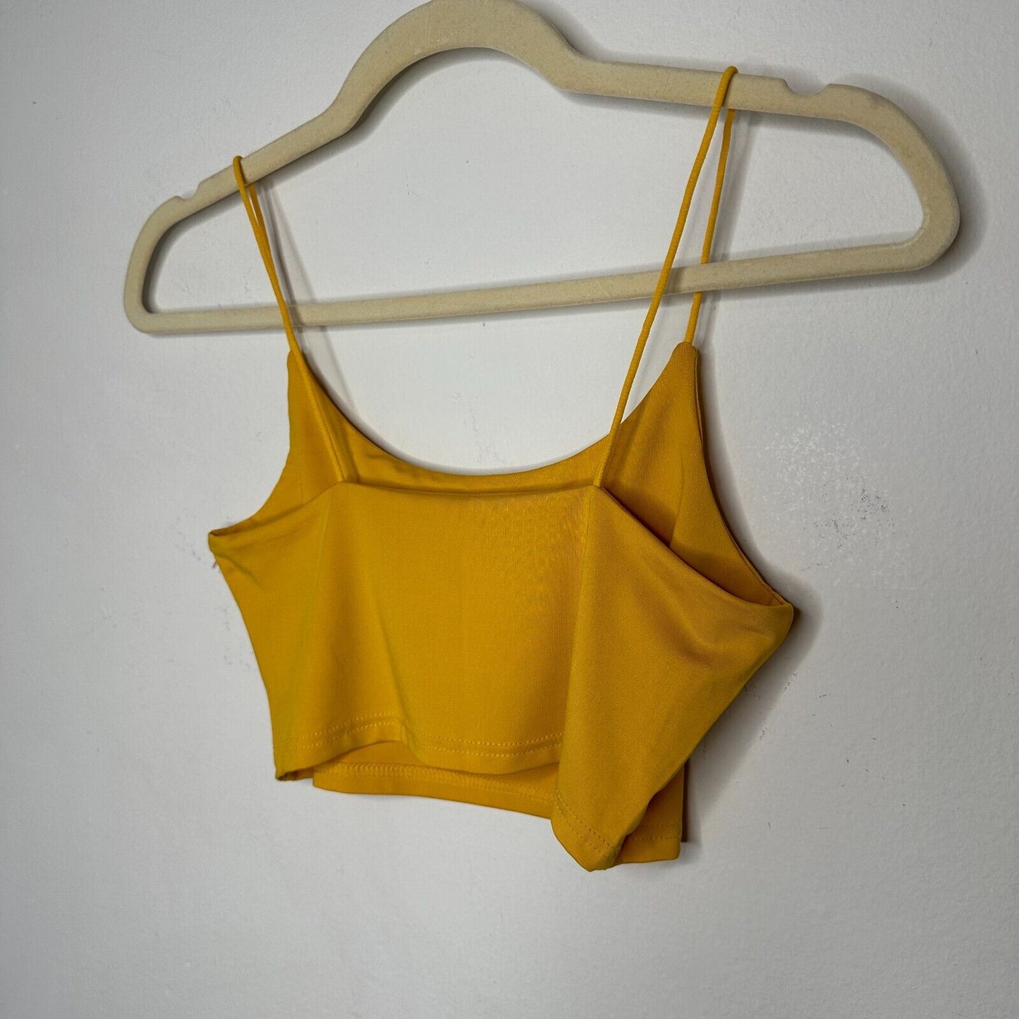 Mustard Yellow Honeydrip Graphic Crop Top Stretchy Spaghetti Strap Cami S