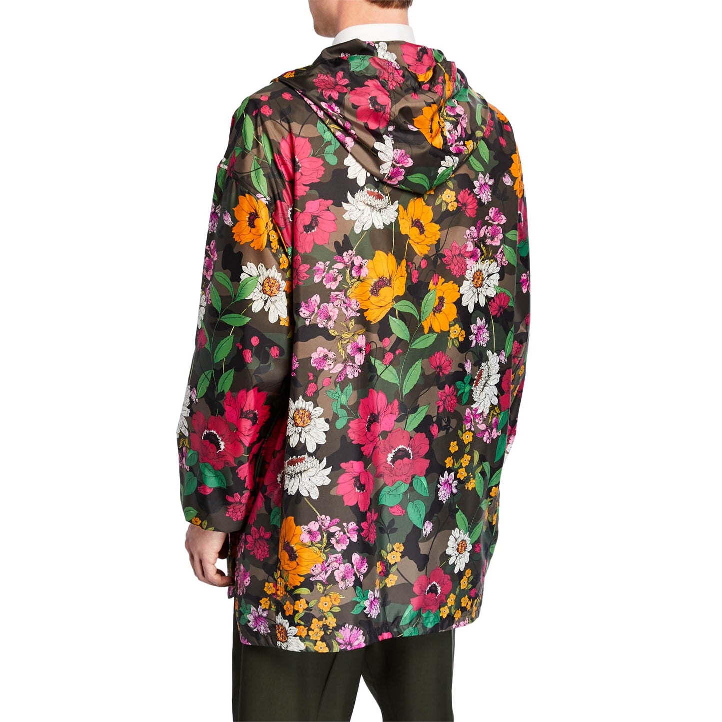 NWT Valentino Men's Army Floral-on-Camo Wind-Resistant Hooded Jacket 38 / M