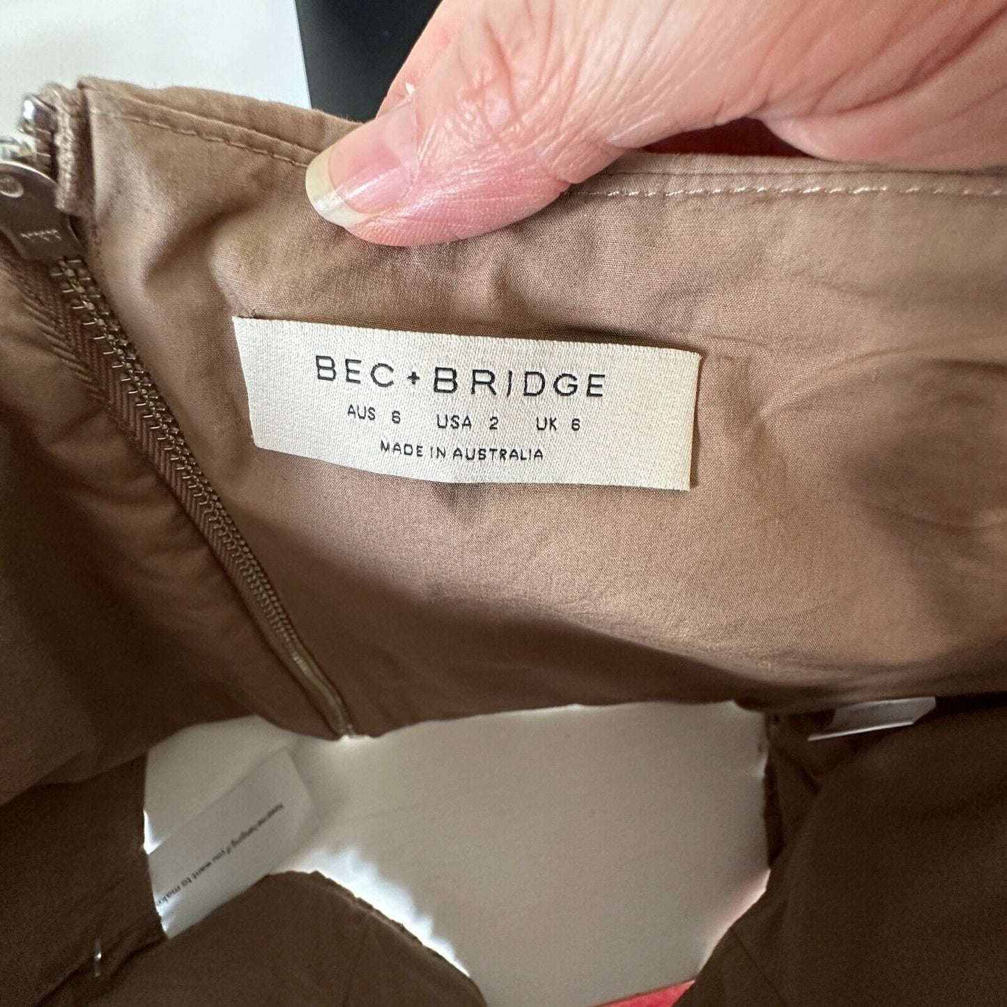 NWT BEC + BRIDGE 2-Piece Mocha Sweetheart Neck Bandeau & Pleat Gathered Skirt 2