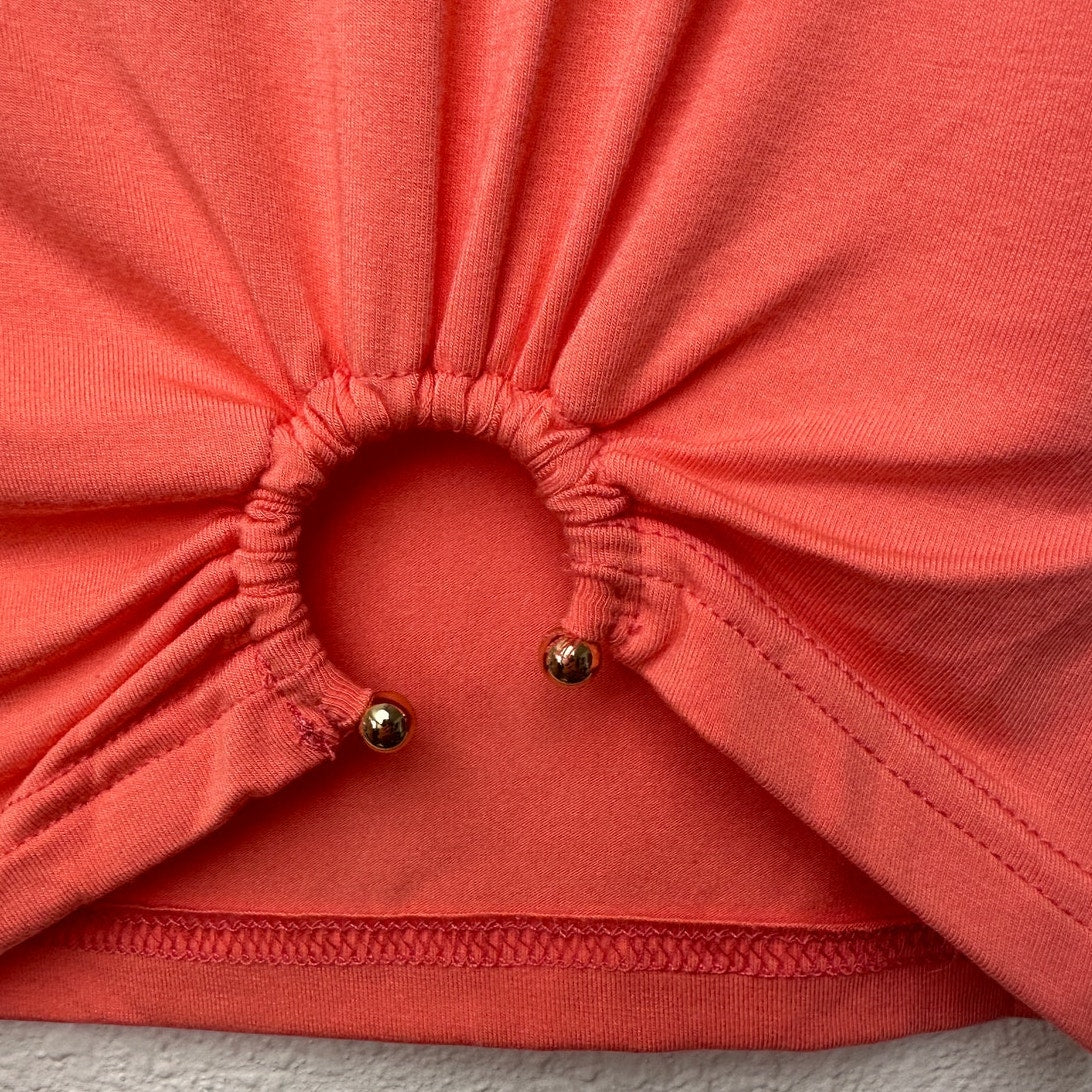 Good American Jersey Top Coral XS Ring Detail Tee