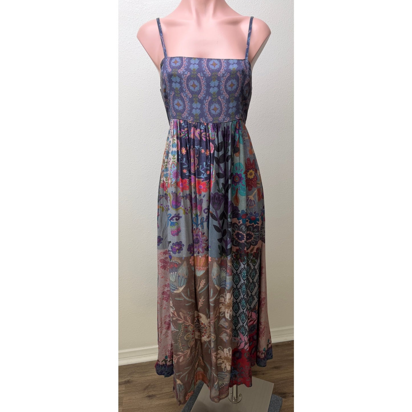 Natural Life Womens Blue Patchwork Maxi Dress S