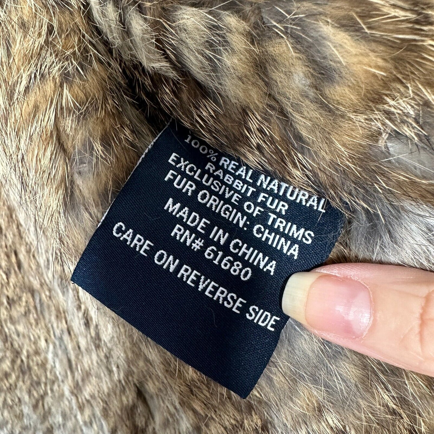 525 America Soft Luxe Genuine Rabbit Fur Sleeveless Open Vest Brown Cream Medium