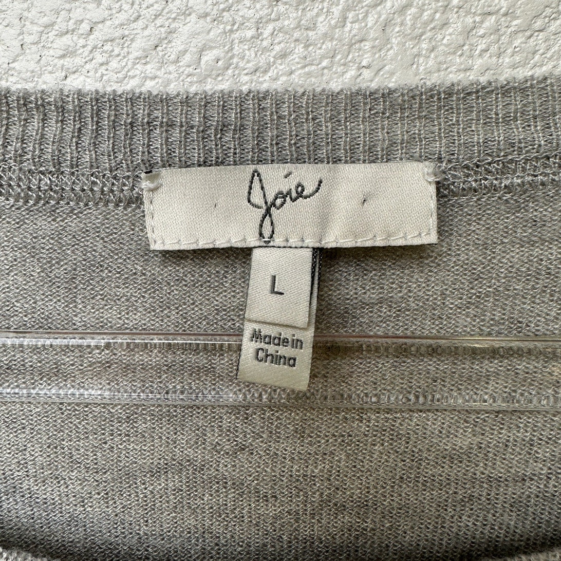Joie Gray&Teal Striped Lightweight Sweater Top 3/4 Sleeve Boxy L