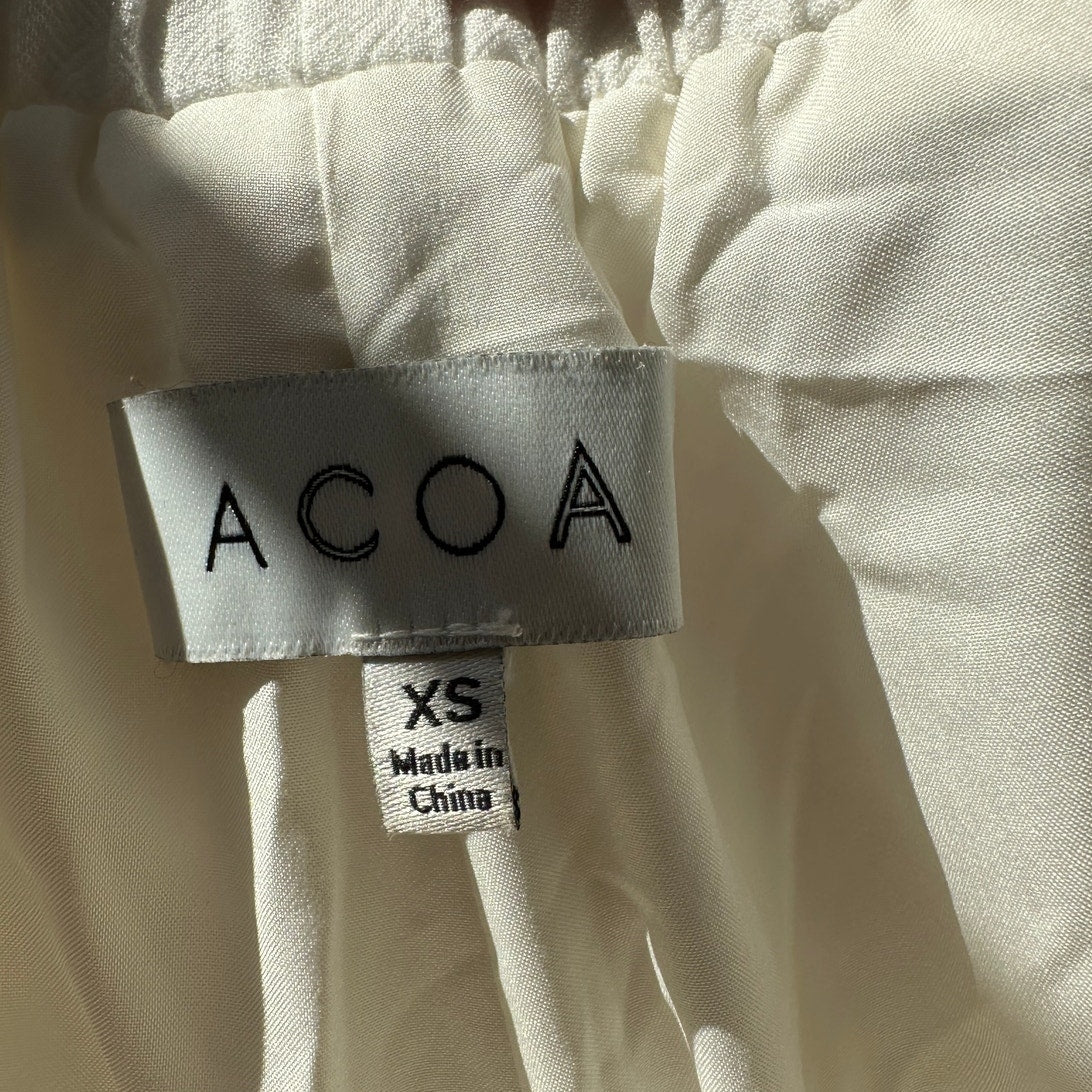 Acoa Off White Elastic Waist Pocketed Lined Flowy Pant XS